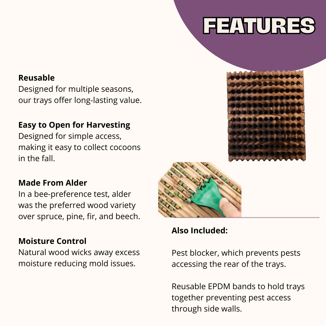 Reusable Wood Trays for Leafcutter Bees